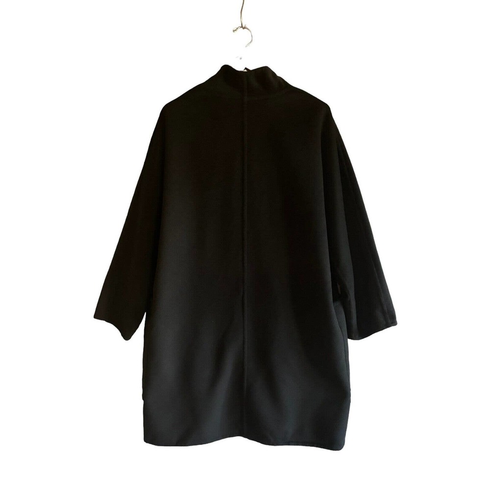 Vince Black Collarless Open-Front Coat Wool & Cashmere Blend - Picture 7 of 16